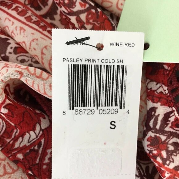 Skies are Blue Womens Dress sz Small Paisley Print Cold Shoulder Wine Red Boho - Picture 7 of 11